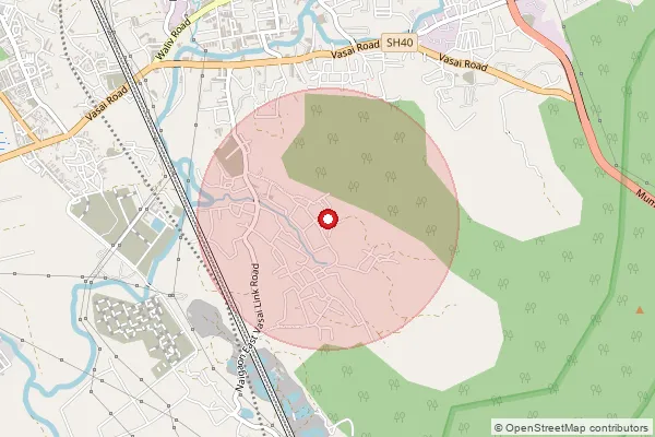 Map showing approximate area covered by Pincode 401208 — Sasun Navghar B.O, Palghar