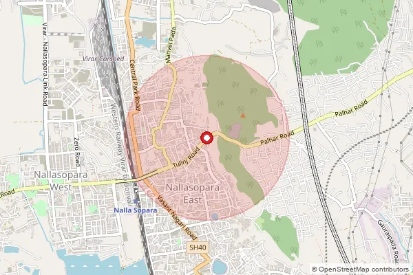 Map showing approximate area covered by Pincode 401209 — Nallosapare E S.O, Palghar