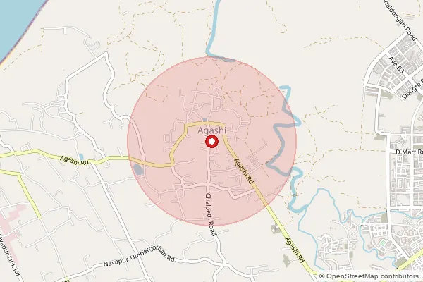 Map showing approximate area covered by Pincode 401301 — Agashi S.O, Palghar