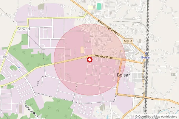 Map showing approximate area covered by Pincode 401502 — Vengani B.O, Palghar