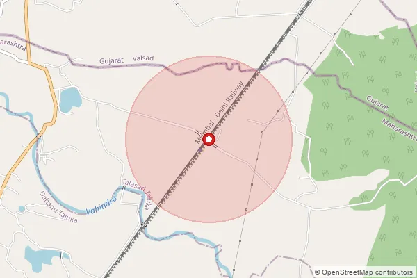 Map showing approximate area covered by Pincode 401701 — Bordi S.O, Palghar