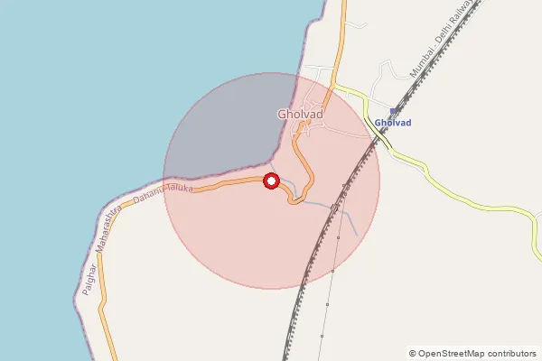 Map showing approximate area covered by Pincode 401702 — Gholvad S.O, Palghar