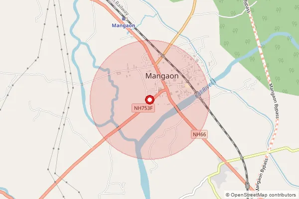 Map showing approximate area covered by Pincode 402104 — Hodgaon Bo, Raigad