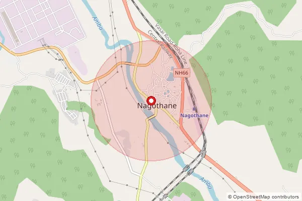 Map showing approximate area covered by Pincode 402106 — Bense Bo, Raigad