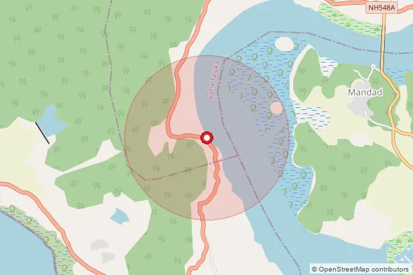 Map showing approximate area covered by Pincode 402111 — Rahatad Bo, Raigad