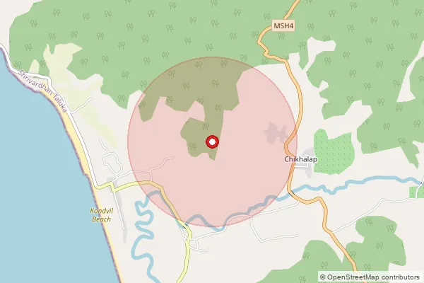 Map showing approximate area covered by Pincode 402113 — Chikhlap Bo, Raigad