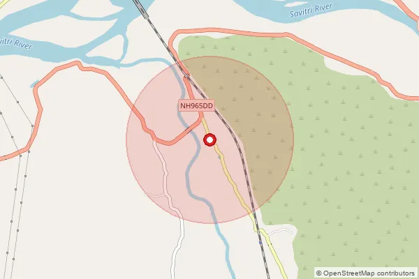 Map showing approximate area covered by Pincode 402115 — Ravdhal Bo, Raigad
