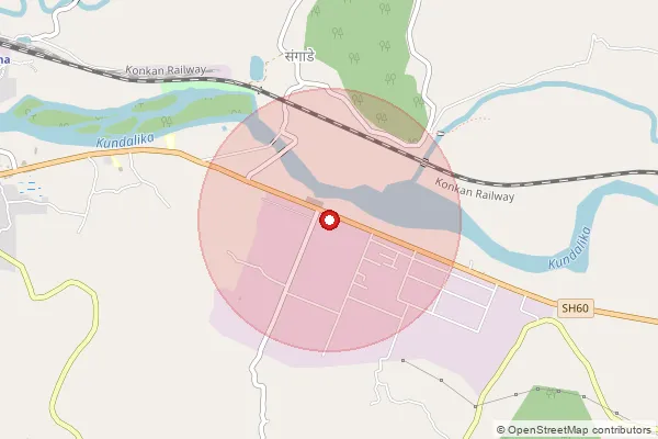 Map showing approximate area covered by Pincode 402116 — Varse Bo, Raigad