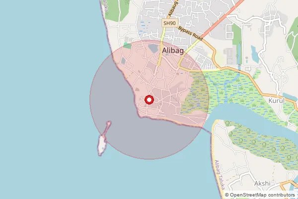 Map showing approximate area covered by Pincode 402201 — Alibag Ho, Raigad