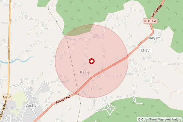 Map showing approximate area covered by Pincode 402209 — Kamarle Bo, Raigad