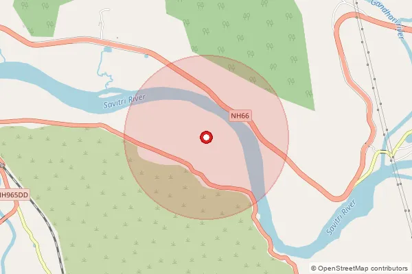 Map showing approximate area covered by Pincode 402301 — Chandhave Budruk Bo, Raigad