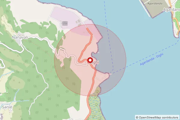 Map showing approximate area covered by Pincode 402402 — Dighi So, Raigad