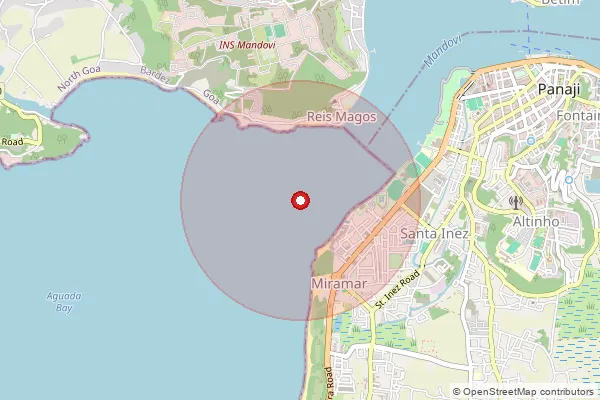 Map showing approximate area covered by Pincode 403004 — Matri Indian Antartic Station, North Goa