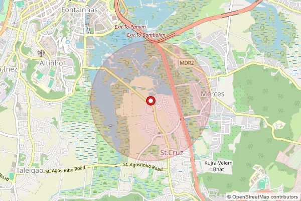 Map showing approximate area covered by Pincode 403005 — Santa Cruz S.O, North Goa