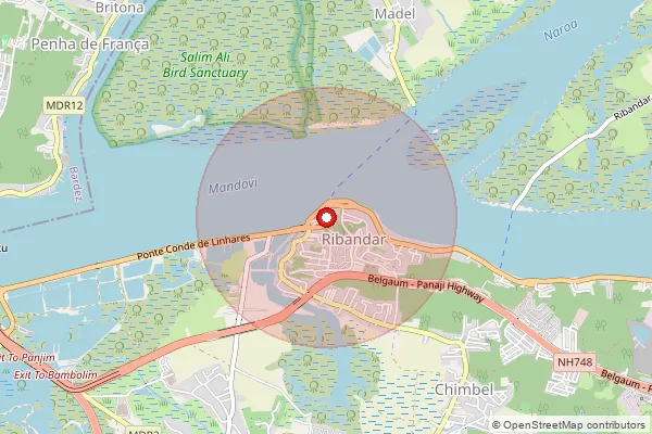 Map showing approximate area covered by Pincode 403006 — Ribandar S.O, North Goa