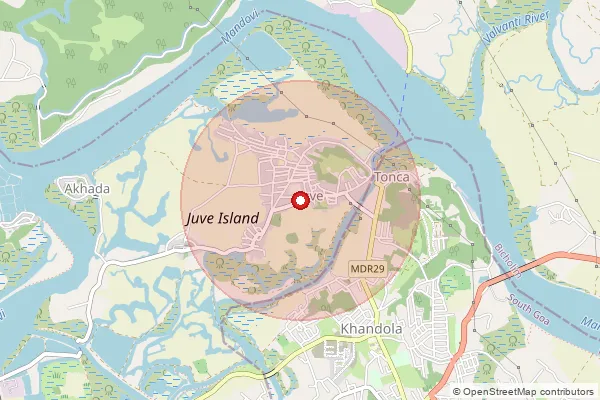 Map showing approximate area covered by Pincode 403106 — Sant Estevam S.O, North Goa