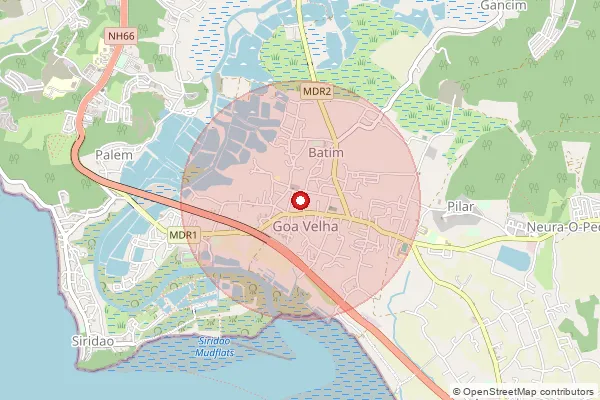 Map showing approximate area covered by Pincode 403108 — Goa  Velha S.O, North Goa