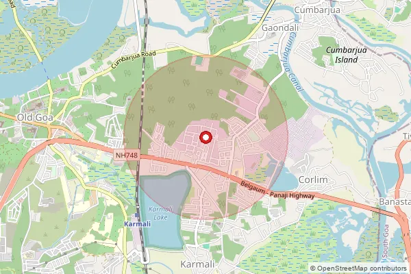 Map showing approximate area covered by Pincode 403110 — Corlim Ie S.O, North Goa