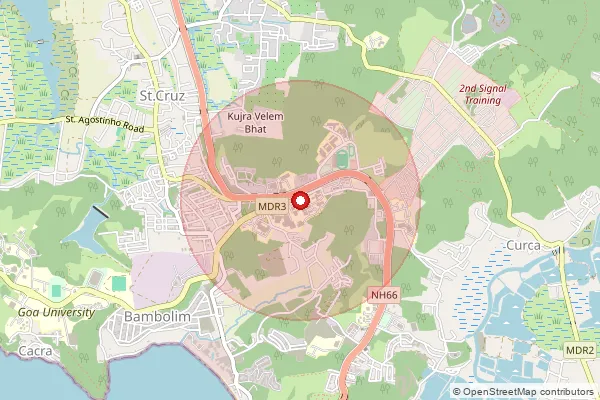 Map showing approximate area covered by Pincode 403202 — Bambolim Complex S.O, North Goa