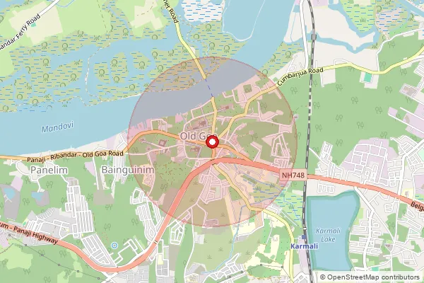 Map showing approximate area covered by Pincode 403402 — Velha Goa S.O, North Goa