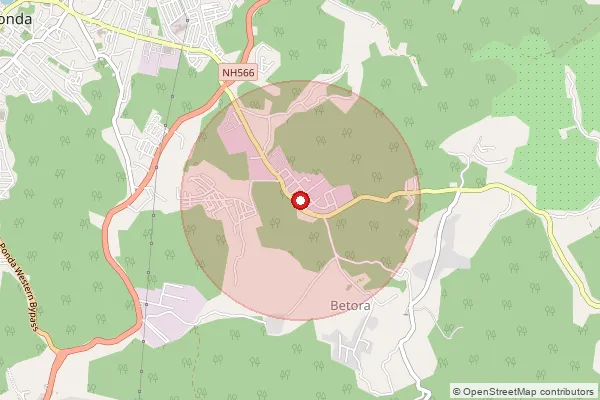 Map showing approximate area covered by Pincode 403409 — Betora I.E. S.O, South Goa