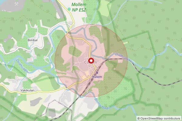 Map showing approximate area covered by Pincode 403410 — Collem S.O, South Goa