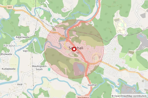 Map showing approximate area covered by Pincode 403505 — Sanquelim S.O, North Goa