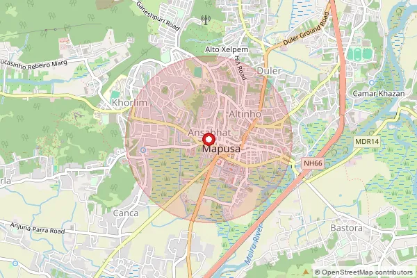 Map showing approximate area covered by Pincode 403510 — Parra S.O, North Goa