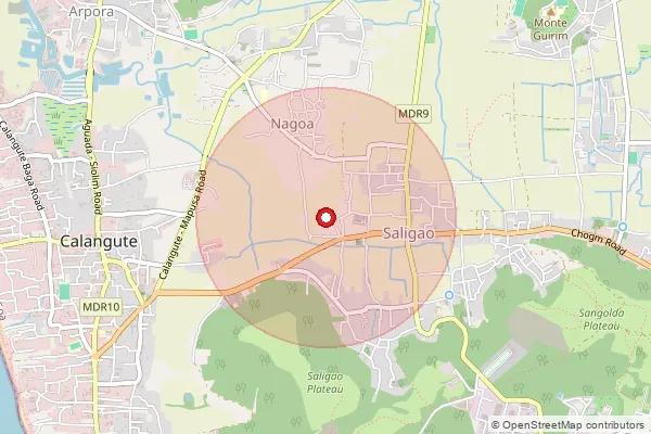 Map showing approximate area covered by Pincode 403511 — Saligao S.O, North Goa