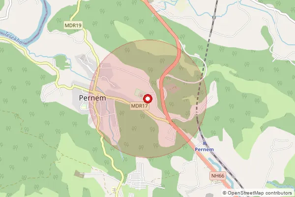 Map showing approximate area covered by Pincode 403512 — Pernem S.O, North Goa