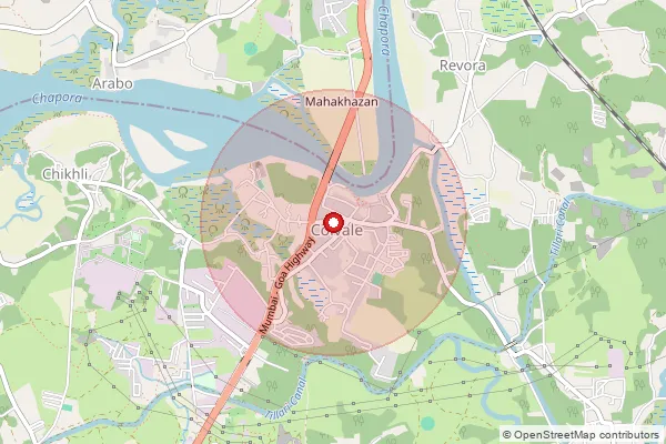 Map showing approximate area covered by Pincode 403513 — Colvale S.O, North Goa