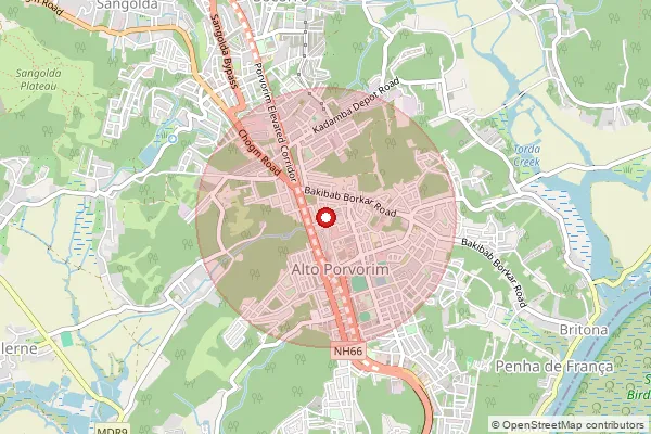 Map showing approximate area covered by Pincode 403522 — Ndc Goa At Alto Porvorim, Na
