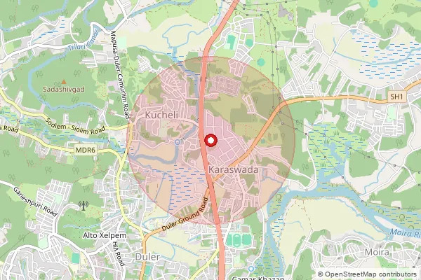 Map showing approximate area covered by Pincode 403526 — Tivim Ie S.O, North Goa