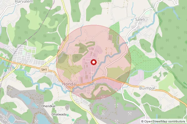 Map showing approximate area covered by Pincode 403530 — Onda I.E. S.O, North Goa