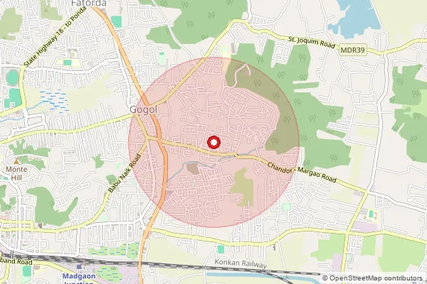 Map showing approximate area covered by Pincode 403601 — Margao H.O, South Goa