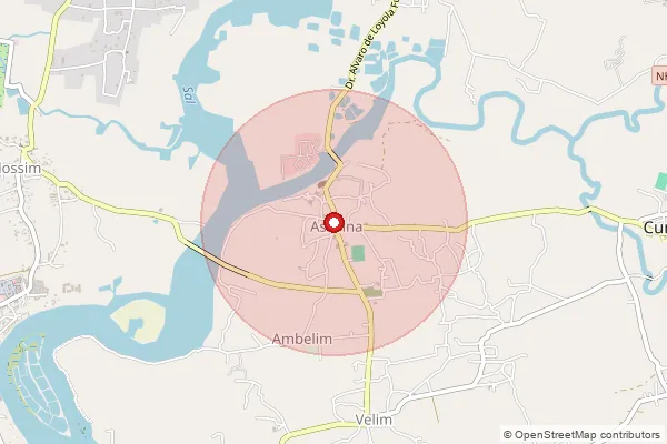 Map showing approximate area covered by Pincode 403701 — Assolna S.O, South Goa