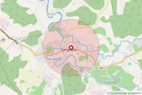 Map showing approximate area covered by Pincode 403704 — Sanguem S.O, South Goa