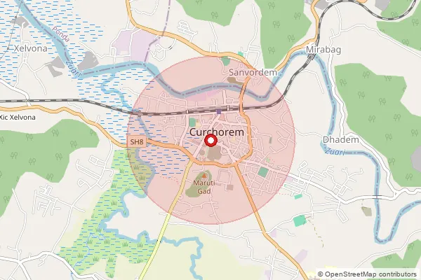 Map showing approximate area covered by Pincode 403706 — Curchorem S.O, South Goa