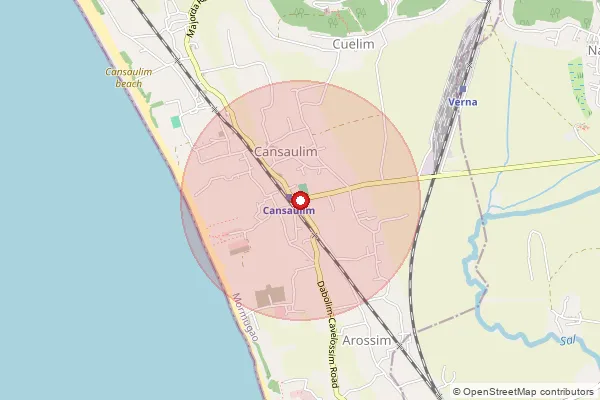 Map showing approximate area covered by Pincode 403712 — Cansaulim S.O, South Goa