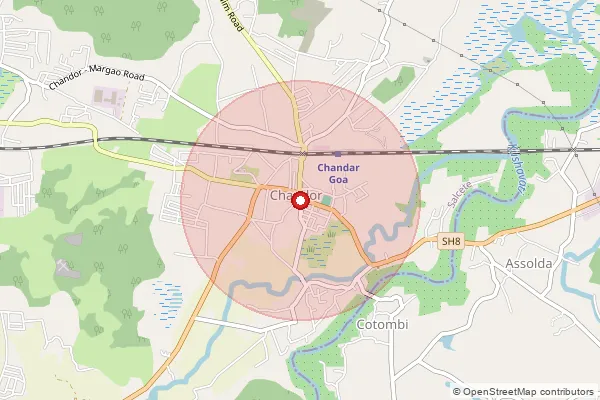 Map showing approximate area covered by Pincode 403714 — Chandor S.O, South Goa