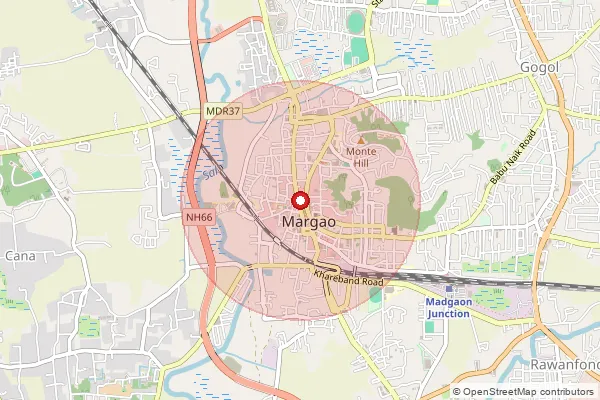 Map showing approximate area covered by Pincode 403716 — Benaulim S.O, South Goa