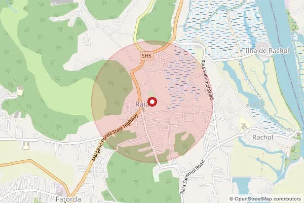 Map showing approximate area covered by Pincode 403720 — Raia S.O, South Goa