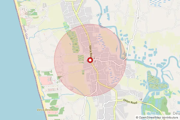 Map showing approximate area covered by Pincode 403721 — Varca S.O, South Goa