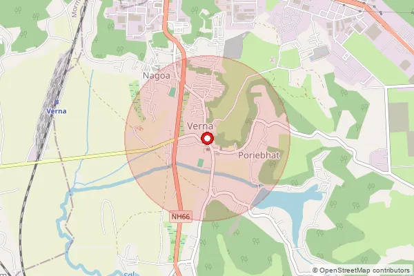 Map showing approximate area covered by Pincode 403722 — Verna S.O, South Goa