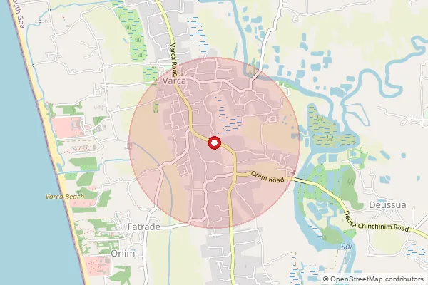 Map showing approximate area covered by Pincode 403724 — Orlim S.O, South Goa