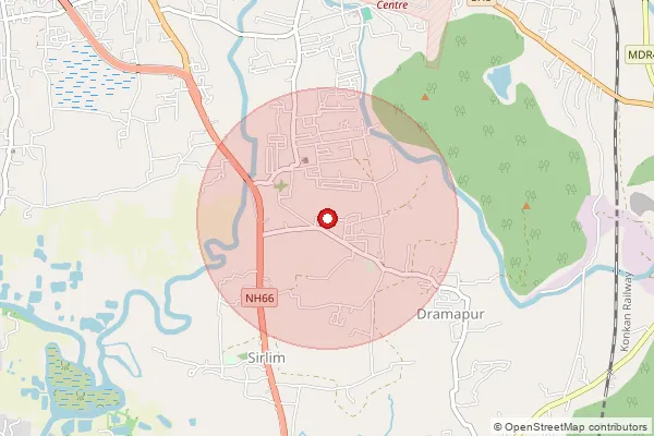 Map showing approximate area covered by Pincode 403725 — Dramapur S.O, South Goa