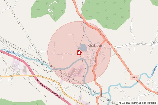 Map showing approximate area covered by Pincode 410203 — Shilphata S.O, Raigad