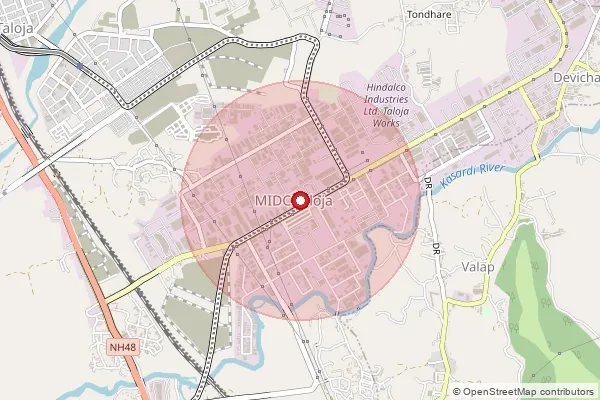 Map showing approximate area covered by Pincode 410208 — Taloja A.V. S.O, Raigad