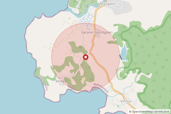 Map showing approximate area covered by Pincode 410220 — Mazgaon B.O, Raigad