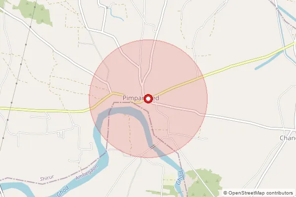 Map showing approximate area covered by Pincode 410504 — Hivare Bk B.O, Pune